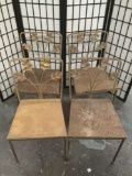 Set of 4 vintage floral back mid century chairs with wooden seats - no upholstery