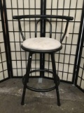 Modern upholstered seat metal bar stool. Approx 32x22x18 inches. 2101.137