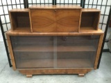 Vintage wooden sliding glass door display cabinet