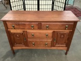 Gorgeous maple 6 drawer sideboard buffet with clean design and nice brass pulls