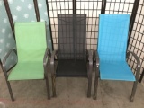 Three lawn chairs; 2 Room Essentials Nicollet Collection chairs & 1 other green chair