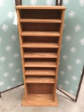 Wooden media shelf w/ 7 adjustable shelves