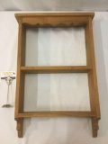 Wooden wall hanging shelf, approx. 29x19x6 inches.