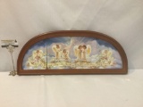 2000 Bradford Exchange wall hanging piece w/ 4 ceramic - Bless Our Home - plates.