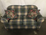 Lilly plaid loveseat sofa in good cond - matches next lot