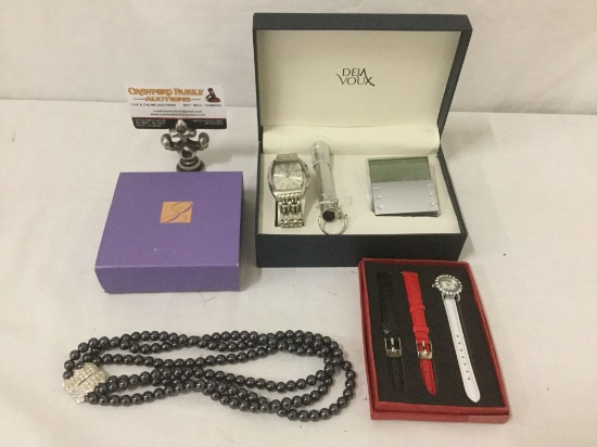 deja Vu gift watch set / Elizabeth Taylor fashion jewelry necklace & watch
