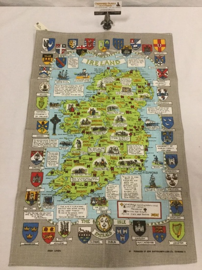 Ulster Weavers fabric piece depicting an illustrated map of Ireland