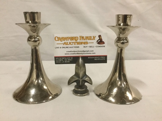 Modern chrome silver candlesticks