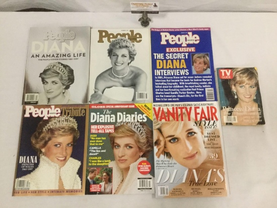 7 vintage magazines & TV Guides with Princess Diana cover pages - Vanity Fair, People, etc