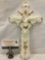 Vintage stoneware crucifix, shows crazing, see pics.