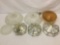 Collection of 7 vintage and modern glass lamp shades and light covers