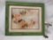 Framed floral and butterfly art print signed by Donna Beaubien from Ira Roberts of Beverly Hills