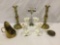 8 pc brass and porcelain candlesticks incl. 4 pc cherub set