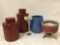 Four piece lot of decorative home decor: vase, candle warmer, lidded containers