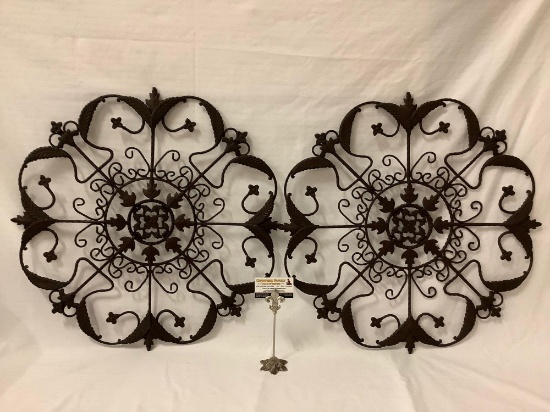 Pair of matching metal wall hanging decor art pieces