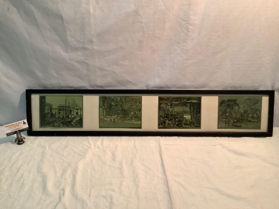 Framed collectors portfolio of gold-etch prints by Lionel Barrymore