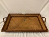 Very large woven bamboo style serving tray