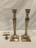 2 Pottery Barn Eclectic Silver Plated candle holders.