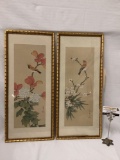 Pair of framed Asian bird artworks, signed by artist, see pics