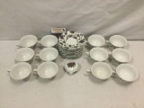 Set of AVON 2012 floral tea cup and saucers w/ matching trinket box