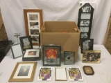 Large box of misc picture frames, incl. new, multi panel, small and used frames