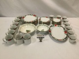 Tienshan...holly motif Christmas holiday themed china set, service for 8