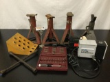 Lot of automotive jack stands & other vehicle road ready items