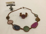 Colorful CGI necklace made from various cut and polished stones w/ matching bracelet