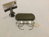 1920's small reading glasses with case in fair to good cond