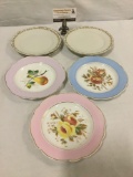 Selection of 9 vintage porcelain tea plates incl. 6 Iroquois China dishes