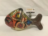 Lovely Mexican painted fish decor art piece with colorful design