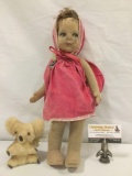 2 vintage dolls incl. cloth baby doll (no maker mark) and Australia gift koala bear