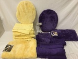 SPRINGS - ELEGANCE yellow and purple shag bathroom mats / covers