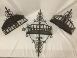 Collection of 3 metal wall hanging display shelves/candleholders