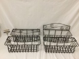 4 pc. lot of matching metal wire wall mounting storage basket racks