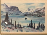 Framed Glacier Park Series artist proof print by Barbara Mellbion, hand signed by artist,