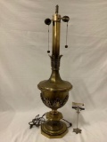 Large vintage brass table lamp, tested & needs restoration, sold as is