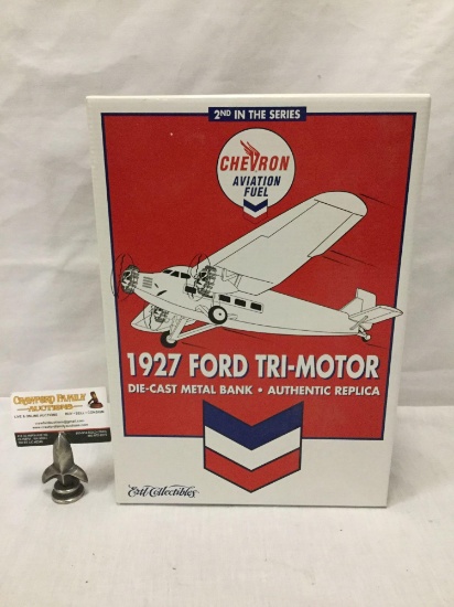 ERTL Chevron Aviation Fuel diecast model airplane bank. Second in series. 1927 Ford Trimotor. In box