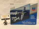 Chevron Aviation Fuel diecast model airplane. Julie Clark?s Chevron Mentor T-34 Free Spirit in box