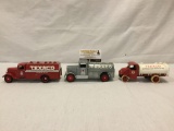 3 die cast Texaco fuel truck replica banks;...ERTL 1939 Studebaker, 1926 Bull Dog, 1934 GMC T84 truc