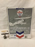 ERTL Chevron Aviation Fuel diecast model airplane bank. 1930 Stearman 4E black chrome. In box.