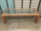 Wood coffee table with metal wire & glass top