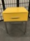 Steel leg wooden end table w/ one drawer, painted yellow