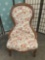 Vintage wood floral upholstered parlor chair