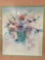 Framed impressionistic art print of flowers signed by artist. Kartouche, approx 37x33 inches.