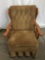 Vintage upholstered wooden rocking chair