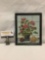 Framed vintage floral themed still life needle point artwork by Ellen Hyder Long