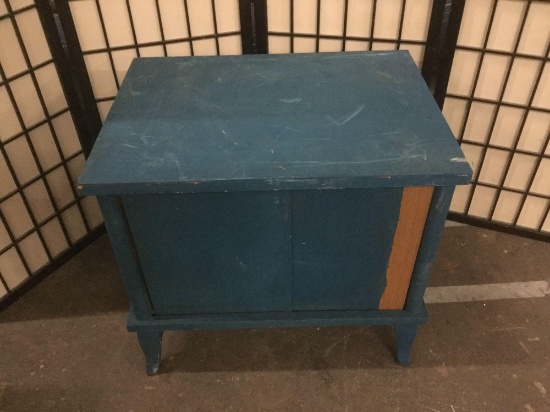 Vintage night stand. painted blue. Sold as is.