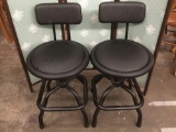 Two swivel bar stools w/ backrests