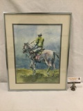 Polo Player #3 watercolor print in professional frame signed by artist 